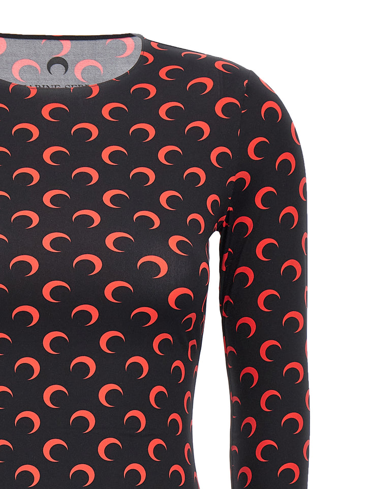 Moon Printed Jersey Tops Black