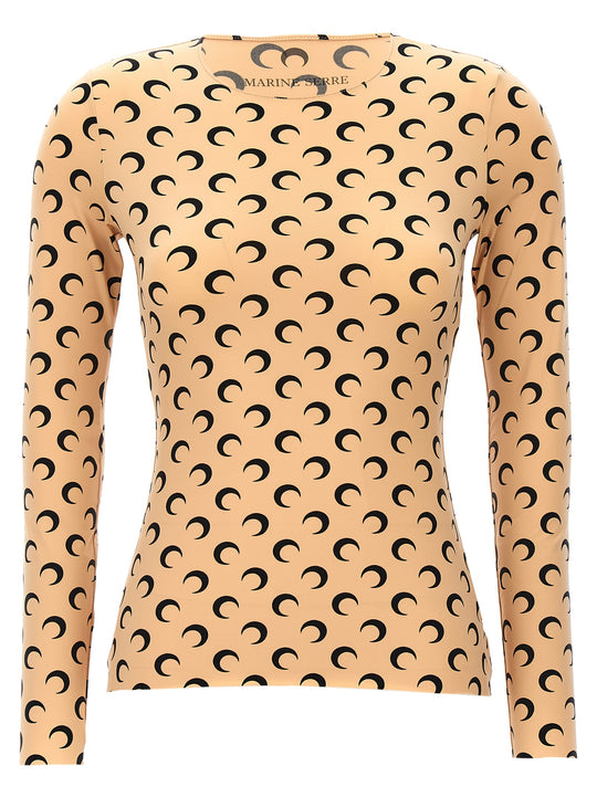Moon Printed Jersey Tops Beige