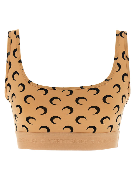 Moon Printed Jersey Tops Beige