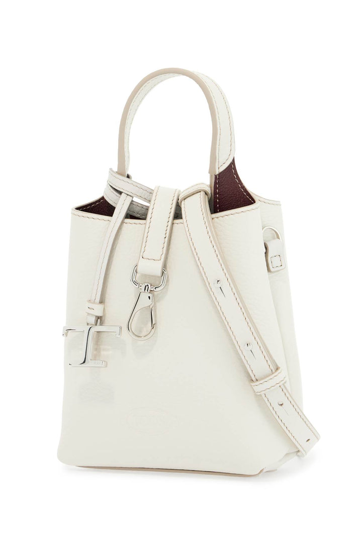 White Calf Leather Crossbody Bag With Burgundy Details