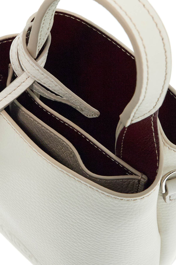 White Calf Leather Crossbody Bag With Burgundy Details