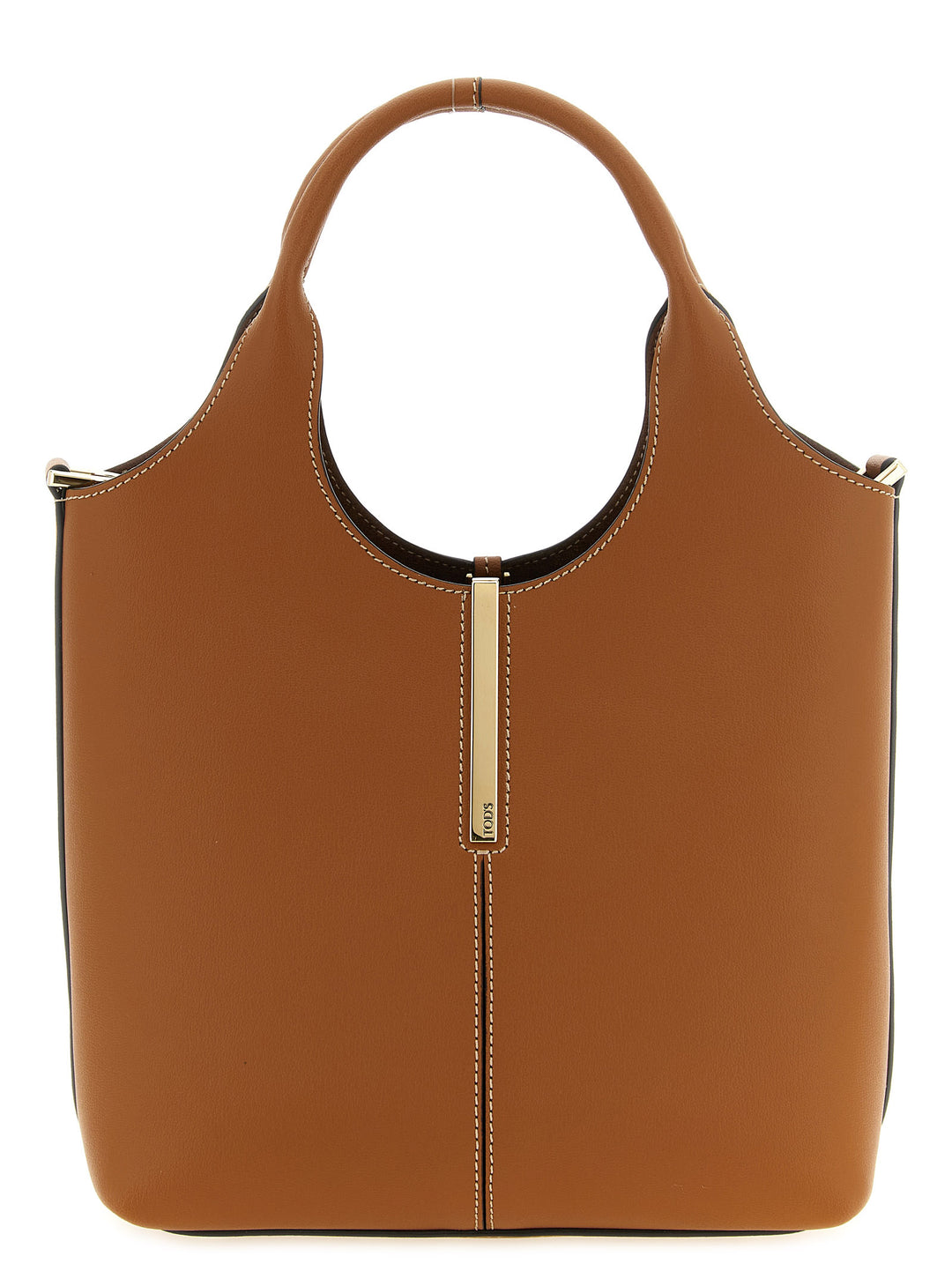 Tod'S Mini Metal Plate Shopping Bag Tote Bag - Brown | 3b127302df1ac47b2866da07cb5435a422519352