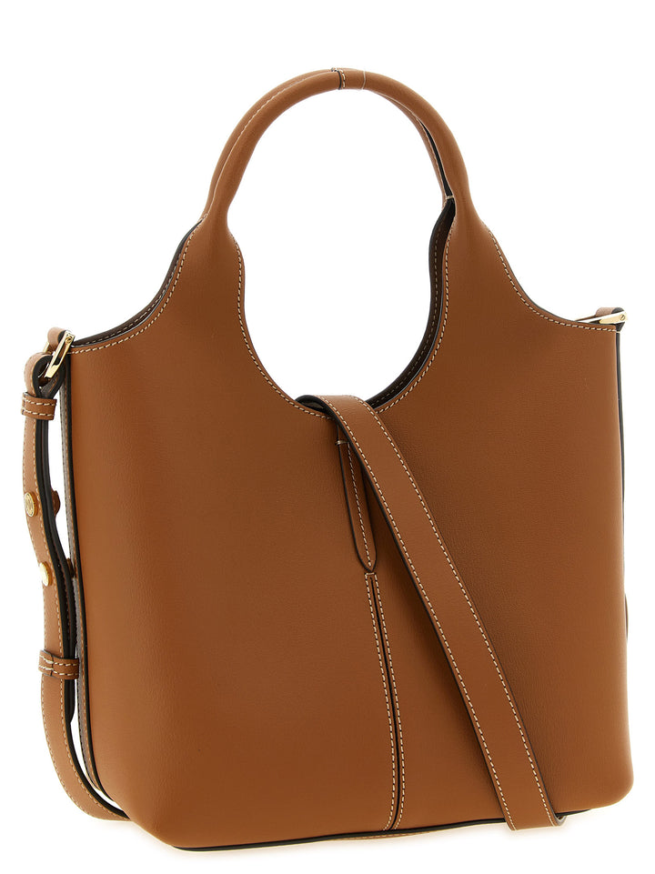 Tod'S Mini Metal Plate Shopping Bag Tote Bag - Brown | f86f7860ca3f66f397000303ab212d277938145e