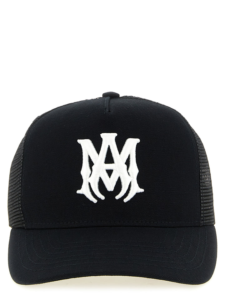Amiri Ma Logo Trucker Hats - Black | e78d6e36eeb10d4826c1a0e4301dac4b28f6c5a4