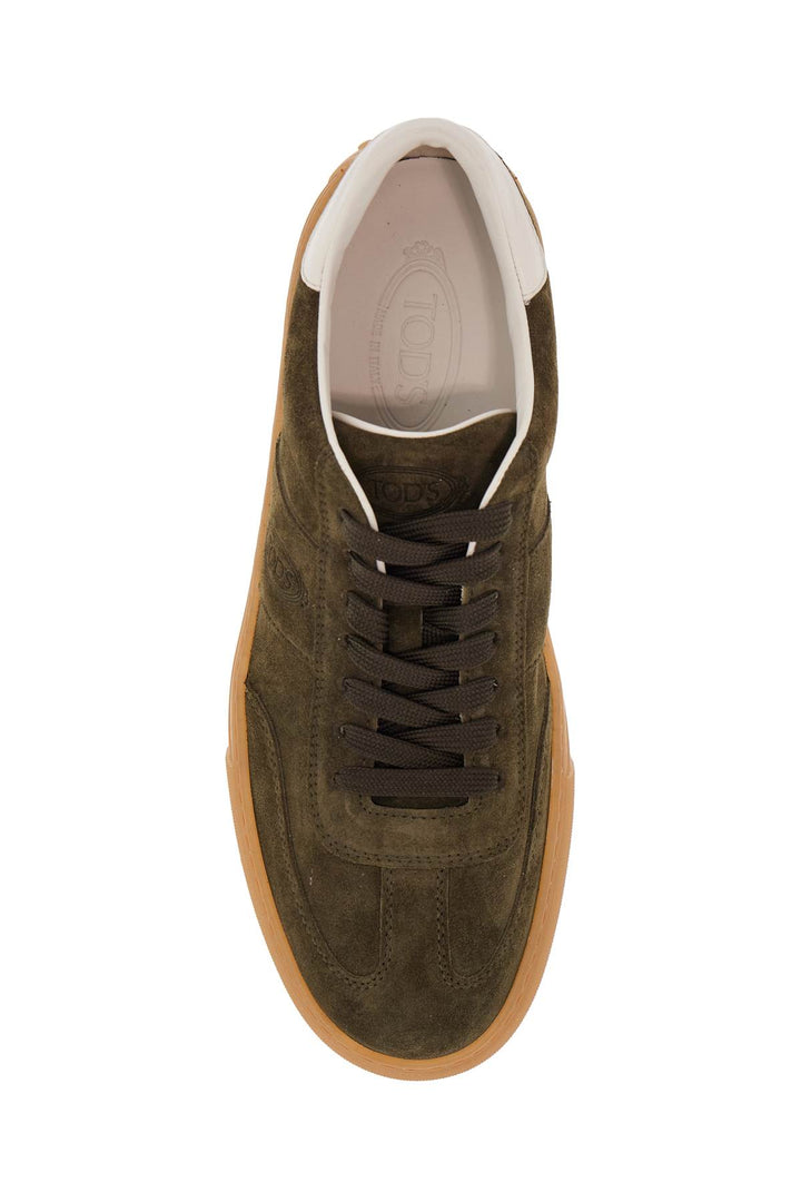 Olive Green Suede Lace Up Shoes With Non Slip Sole