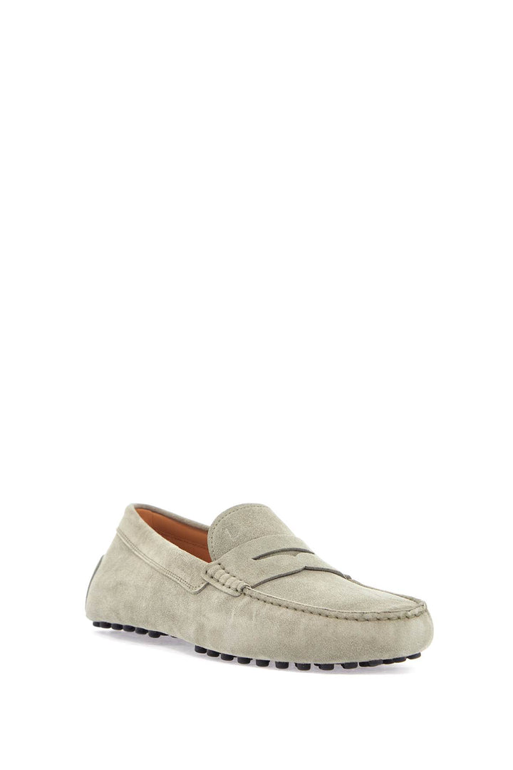 Beige Suede Driving Moccasin For Men With Rubber Sole