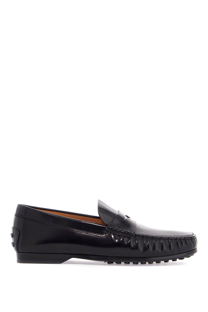 Men's Black Calfskin Loafers With Elegant Insert And Rubber Sole