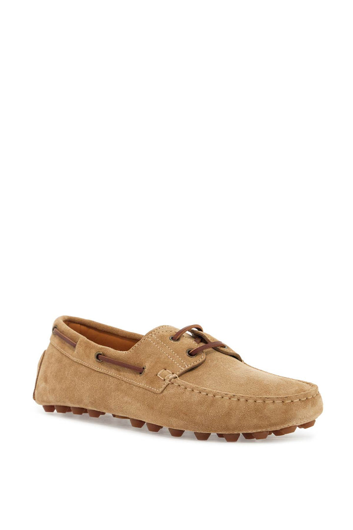 Suede Biscuit Leather Loafers With Rubber Sole