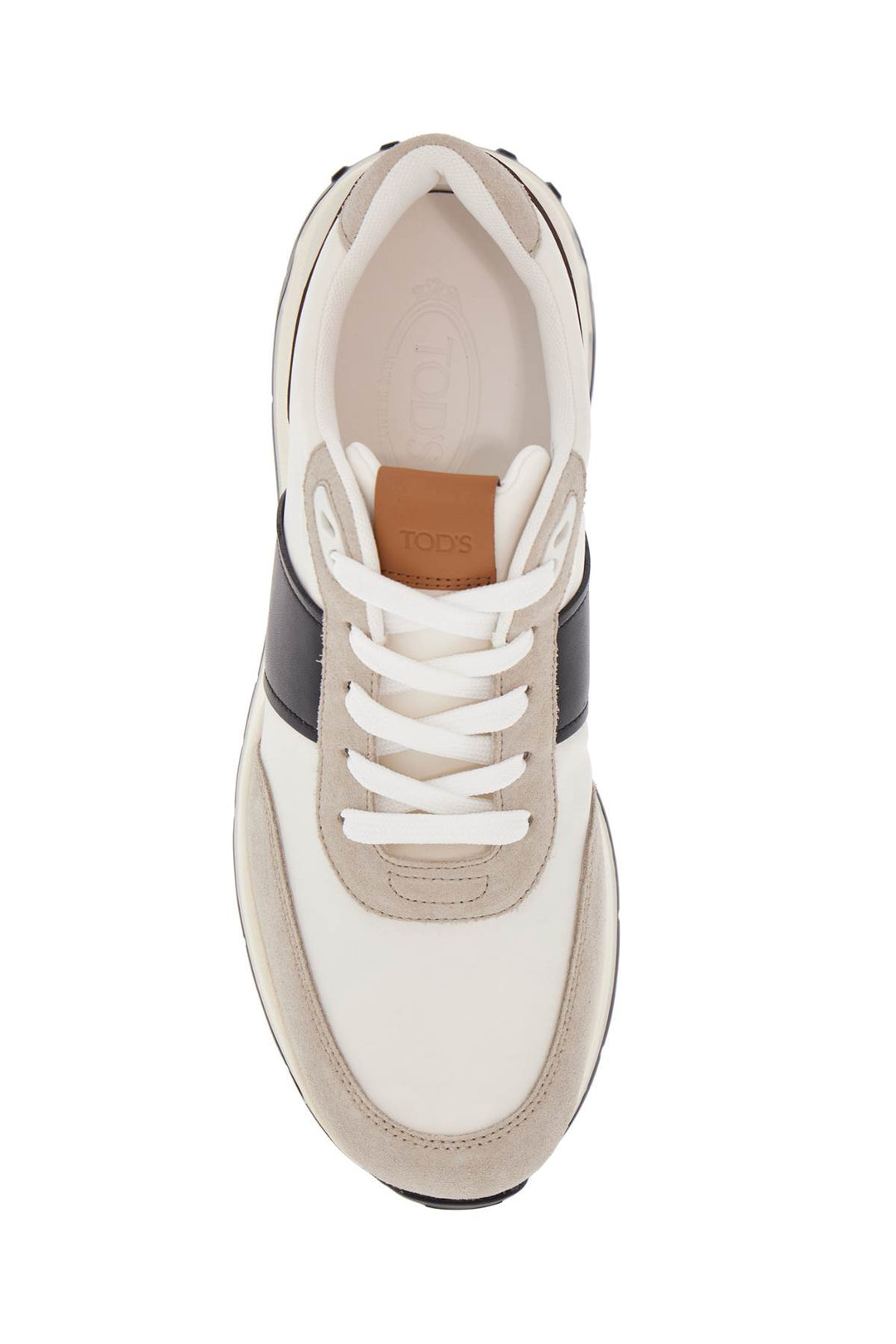 Elegant Sporty Sneakers In White Leather And Suede Running Mid Volume 63 K