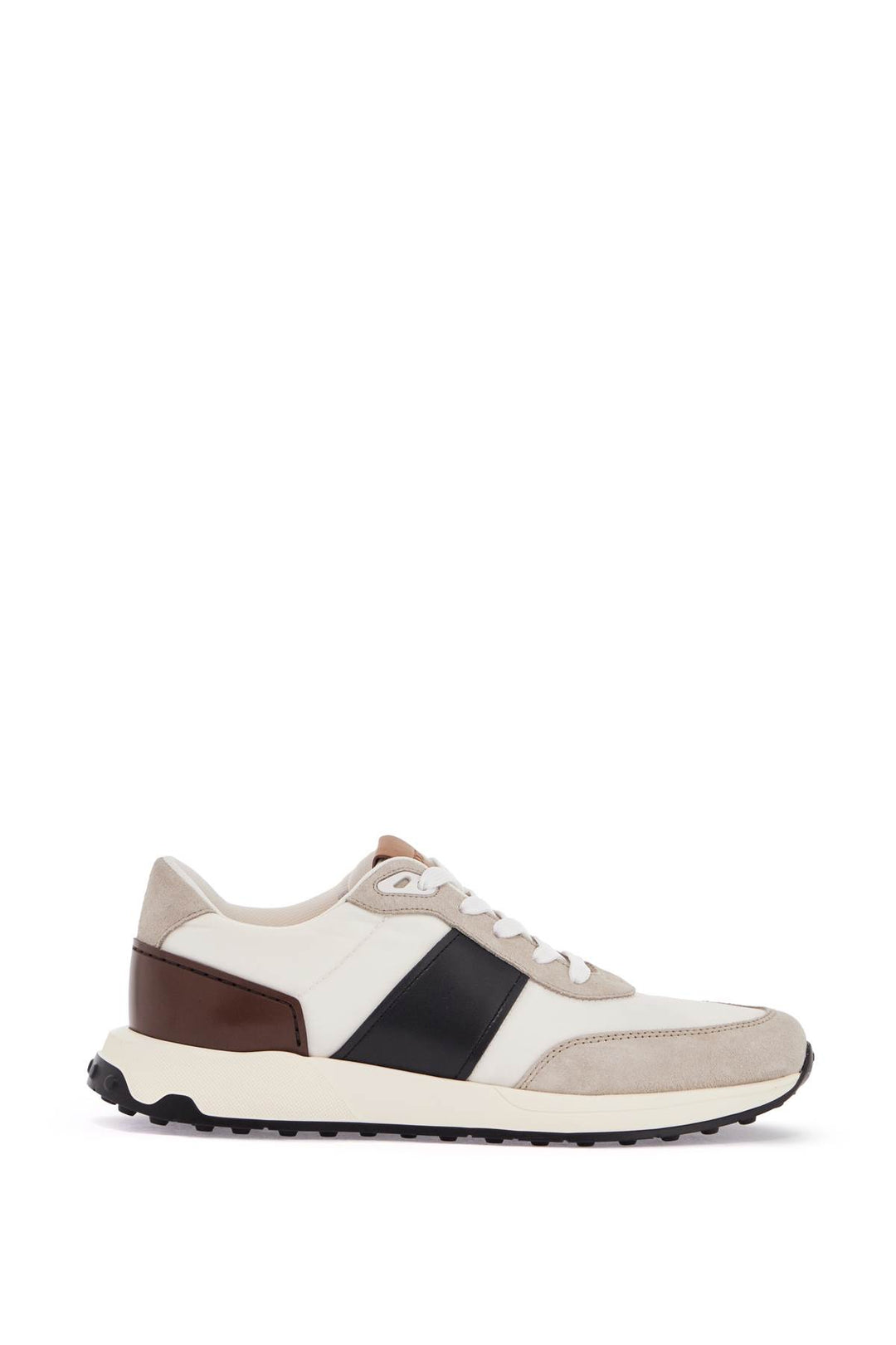 Elegant Sporty Sneakers In White Leather And Suede Running Mid Volume 63 K