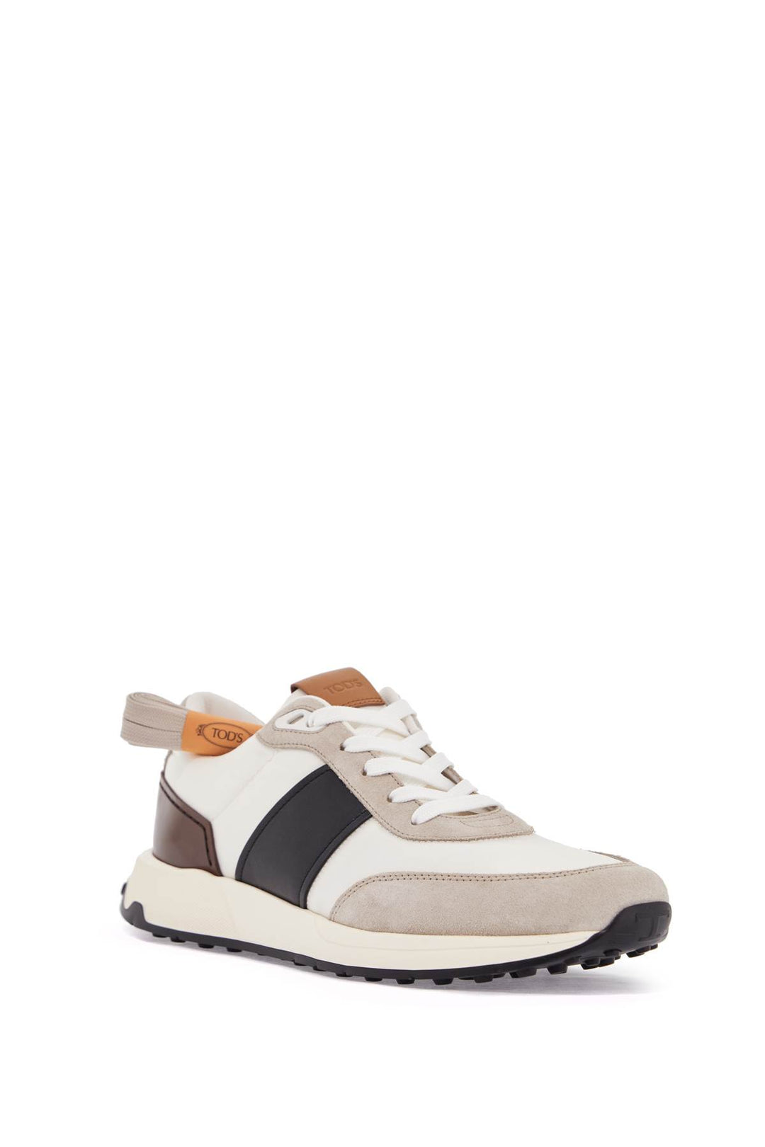 Elegant Sporty Sneakers In White Leather And Suede Running Mid Volume 63 K