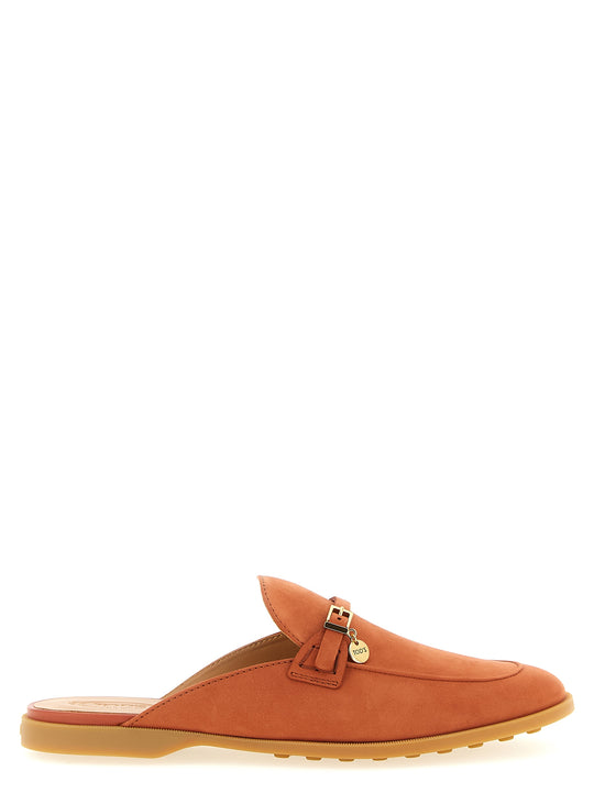 Nabuk Sabots Flat Shoes Orange