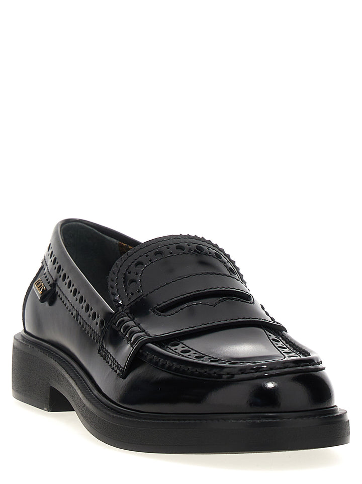 With Openwork Pattern Loafers Black