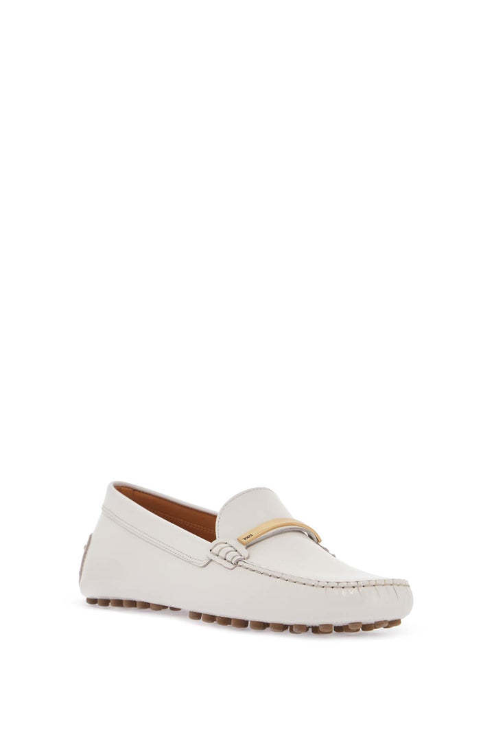 White Lime Calfskin Driving Loafer With Low Heel