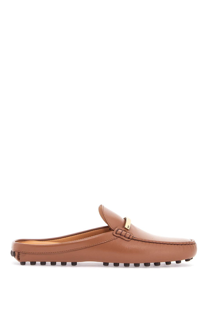 Dark Brown Calfskin Slip On With Metal Detail