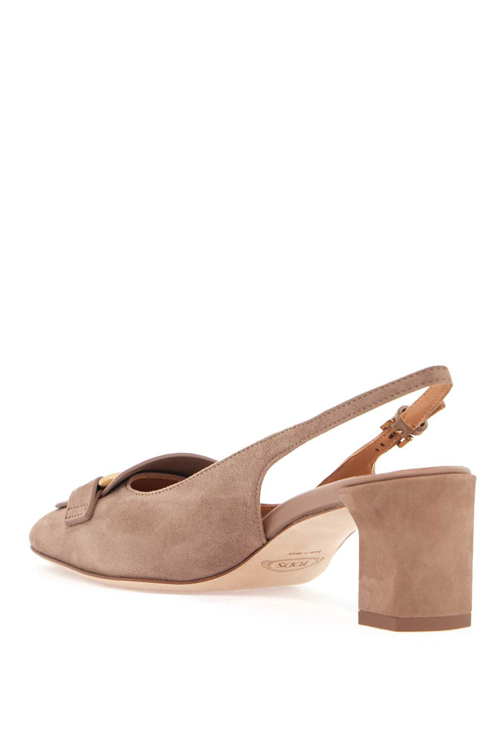 Cappuccino Goat Leather Pumps With Metal Bar