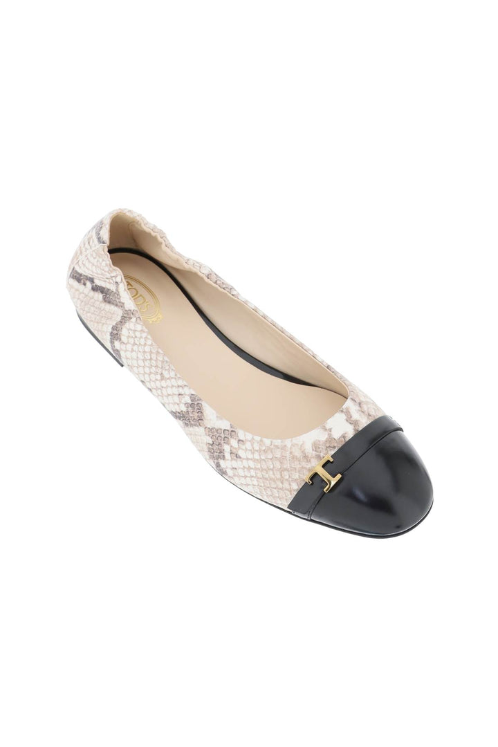 Snake Printed Leather Ballet Flats