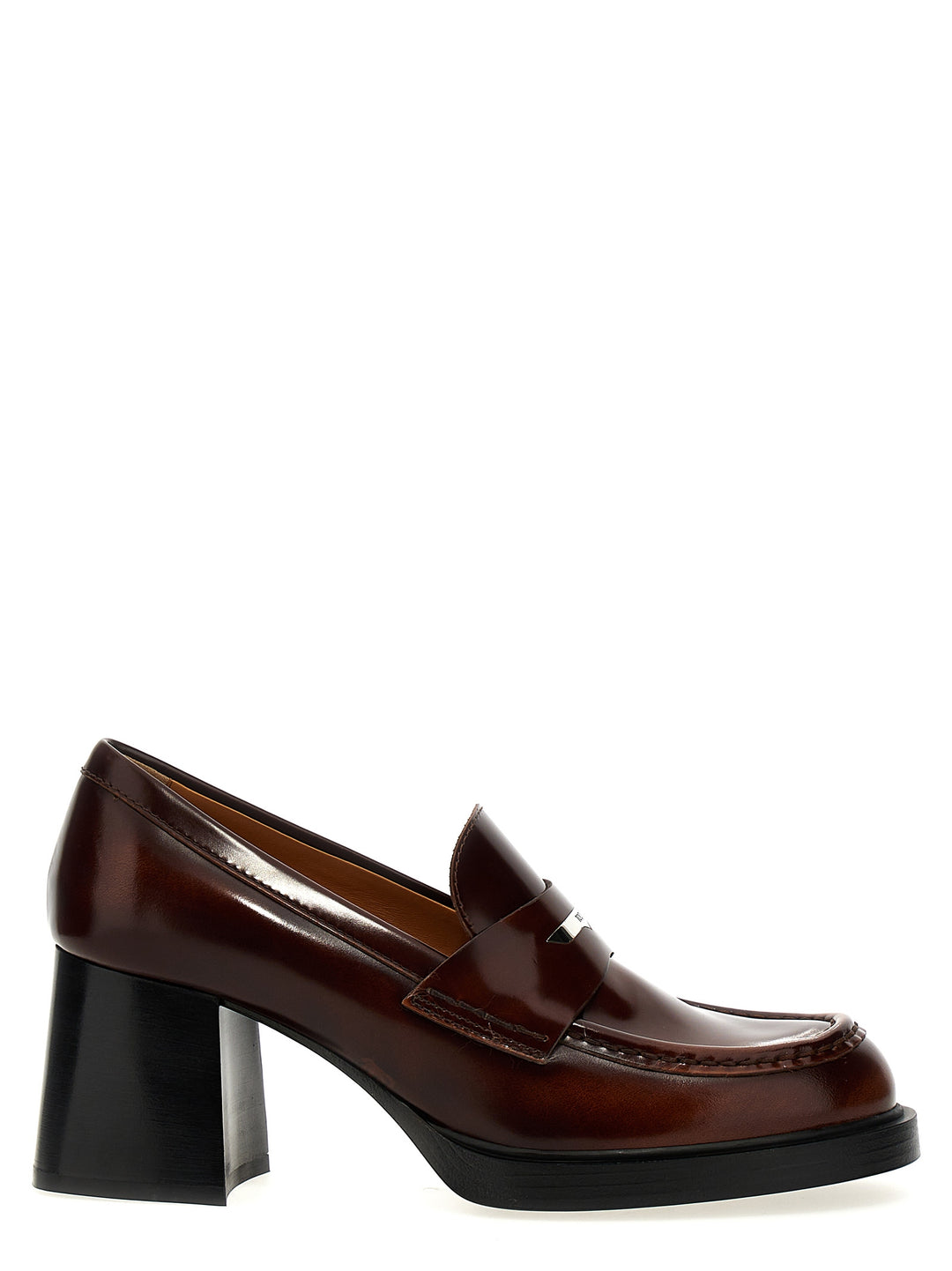 Leather Loafers Pumps Brown