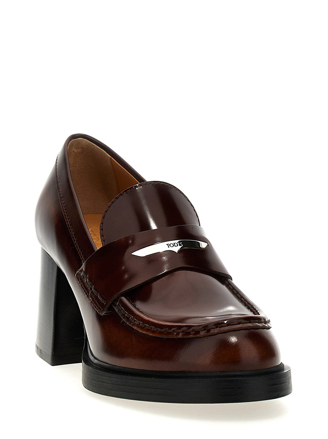 Leather Loafers Pumps Brown