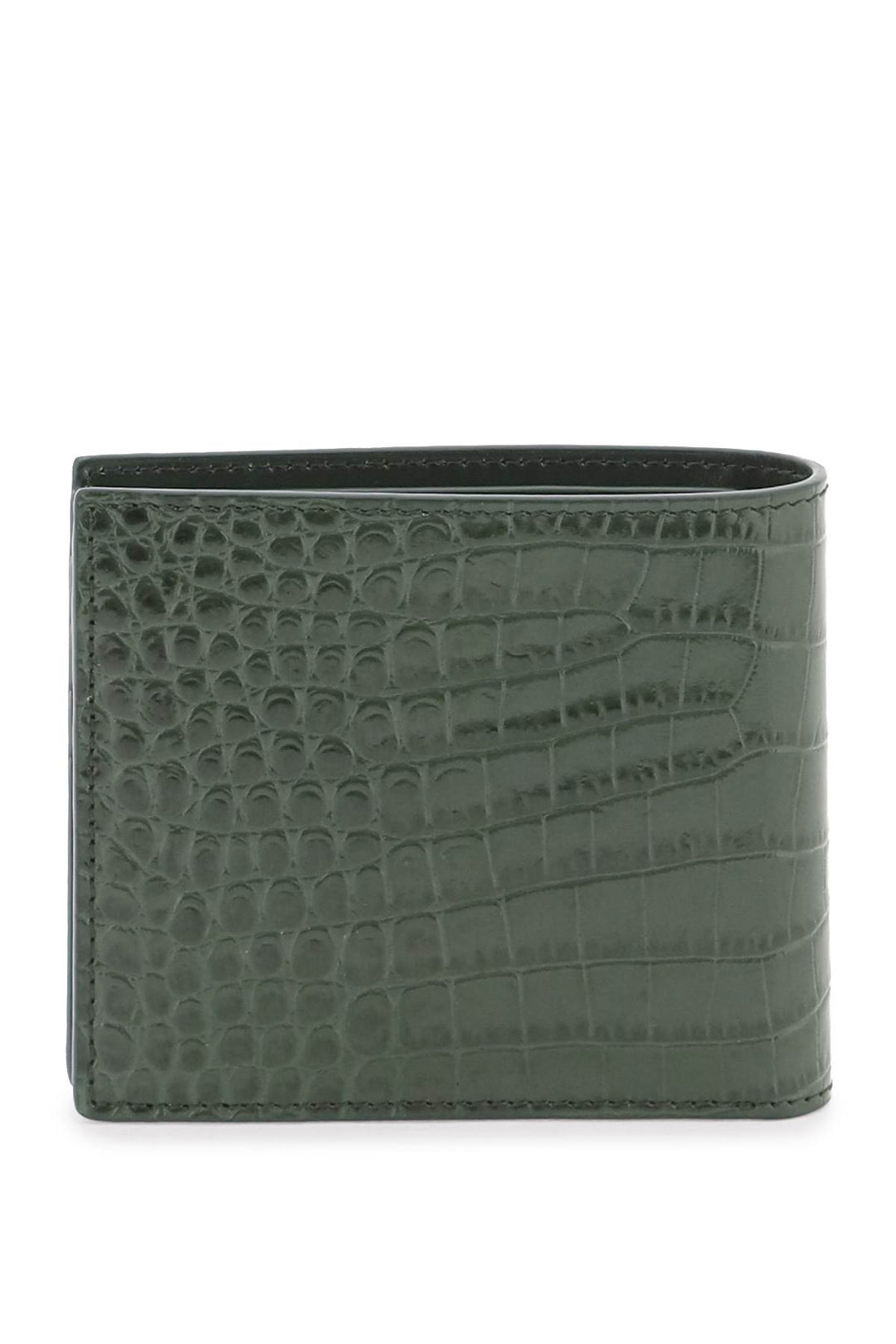 Croco Embossed Leather Bifold Wallet