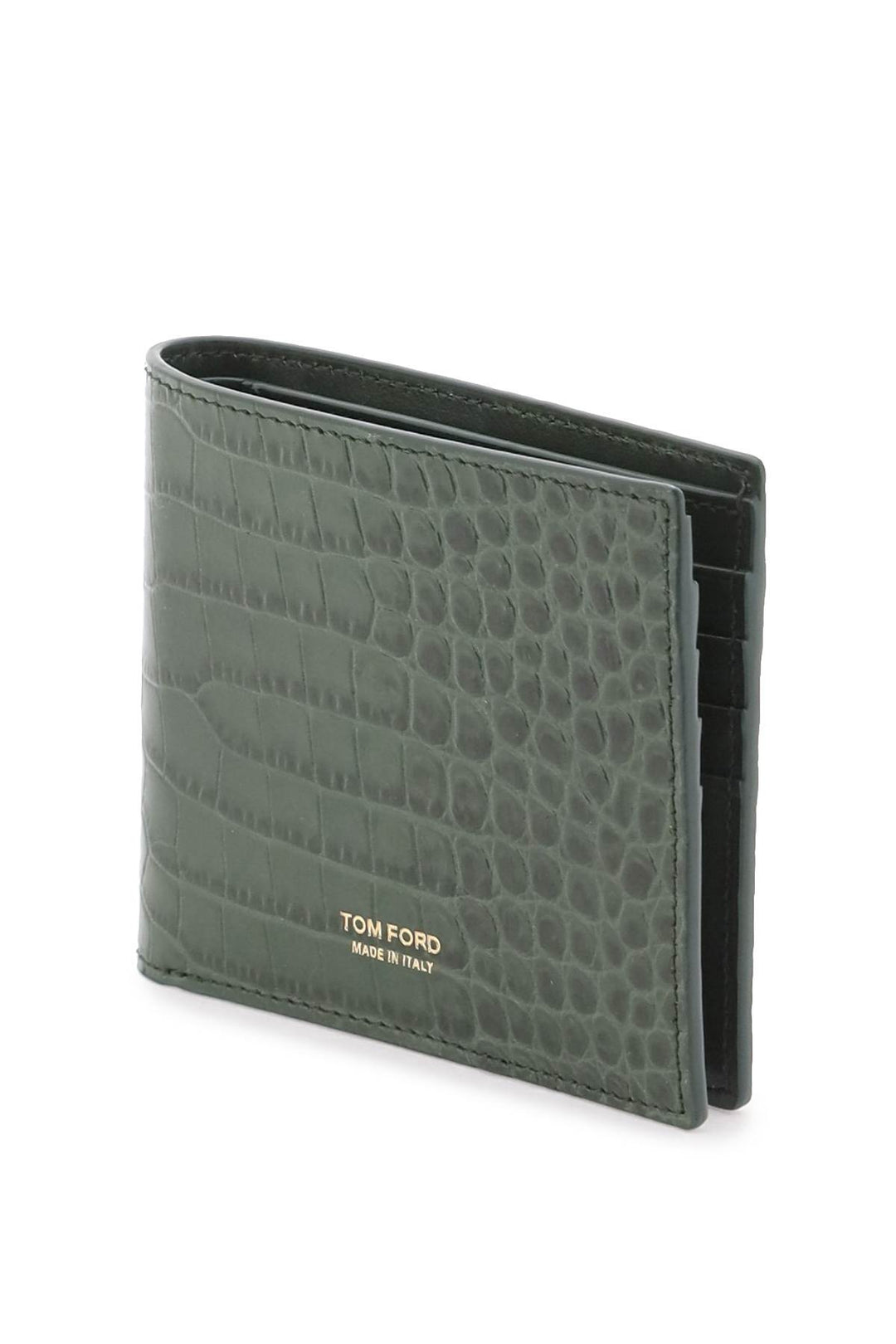 Croco Embossed Leather Bifold Wallet