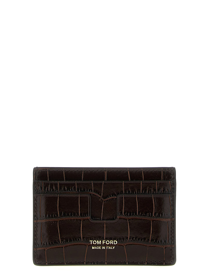 Croc Print Card Holder Wallets, Card Holders Brown