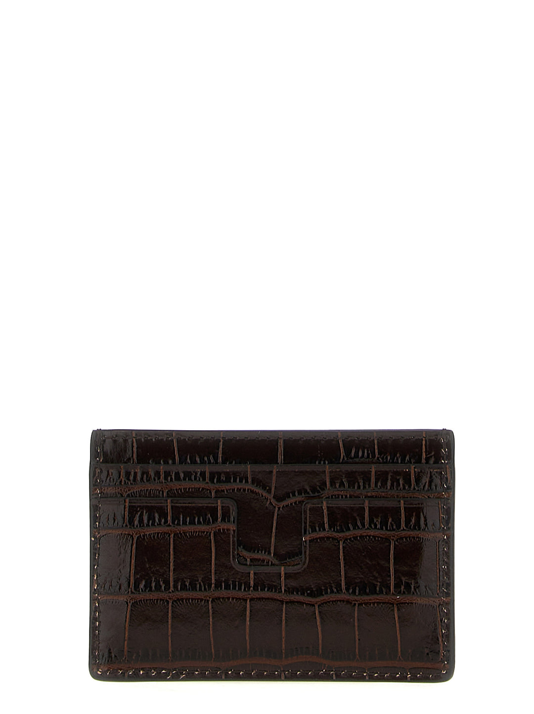 Croc Print Card Holder Wallets, Card Holders Brown