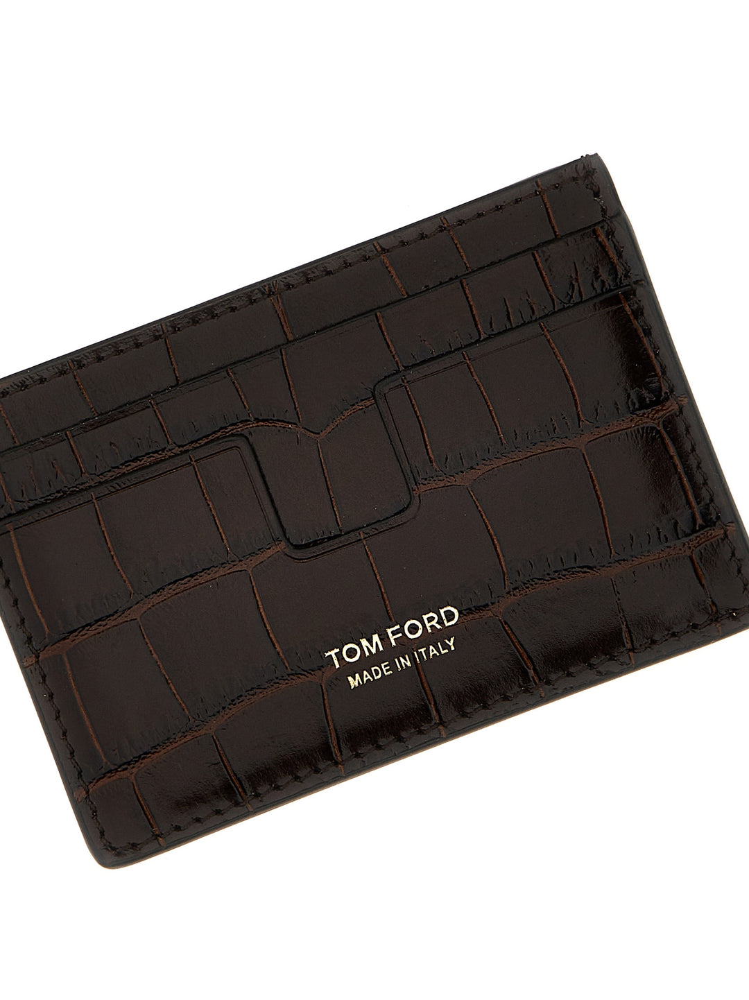 Croc Print Card Holder Wallets, Card Holders Brown