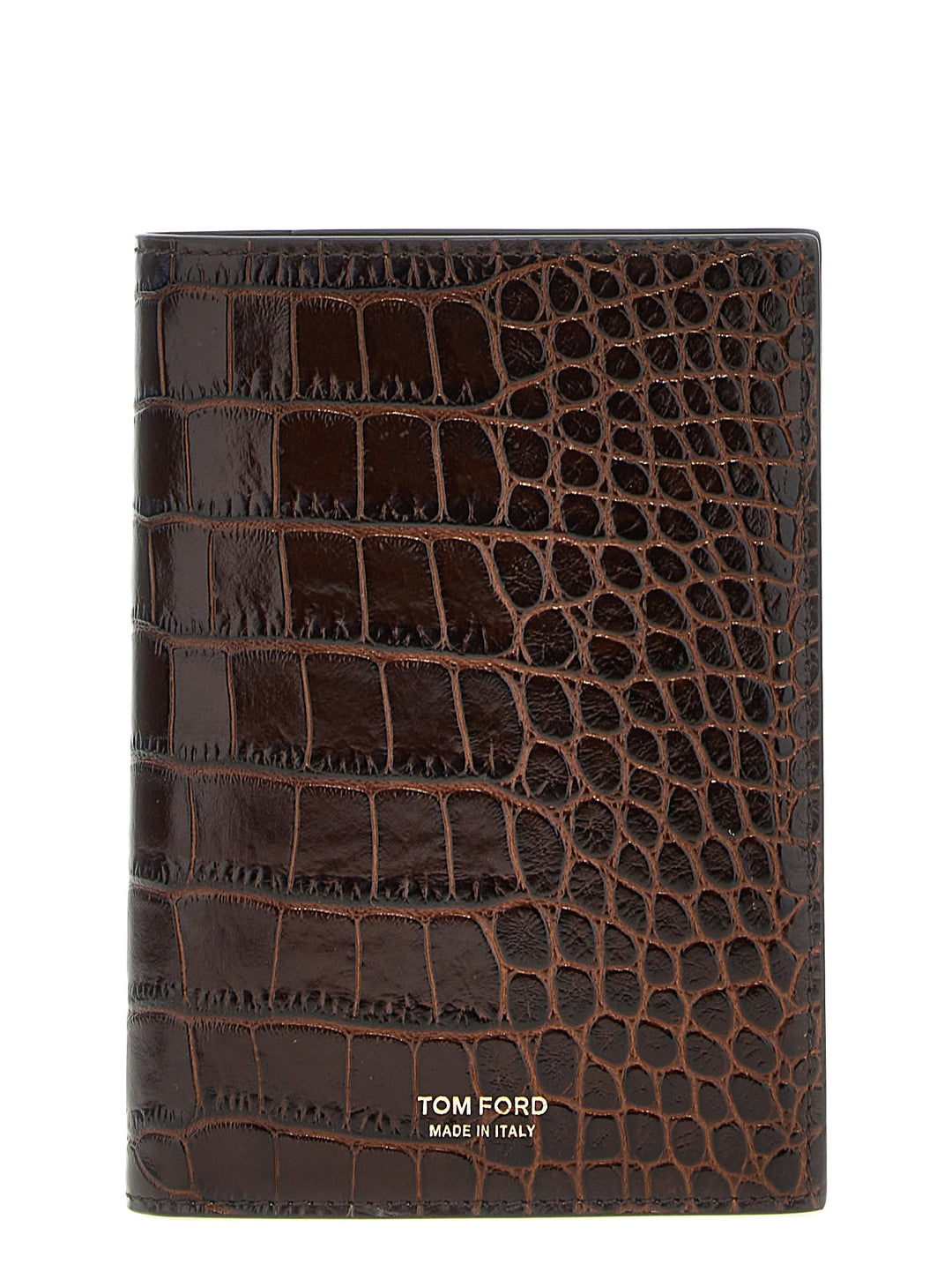 Croc Print Passport Holder Wallets, Card Holders Brown