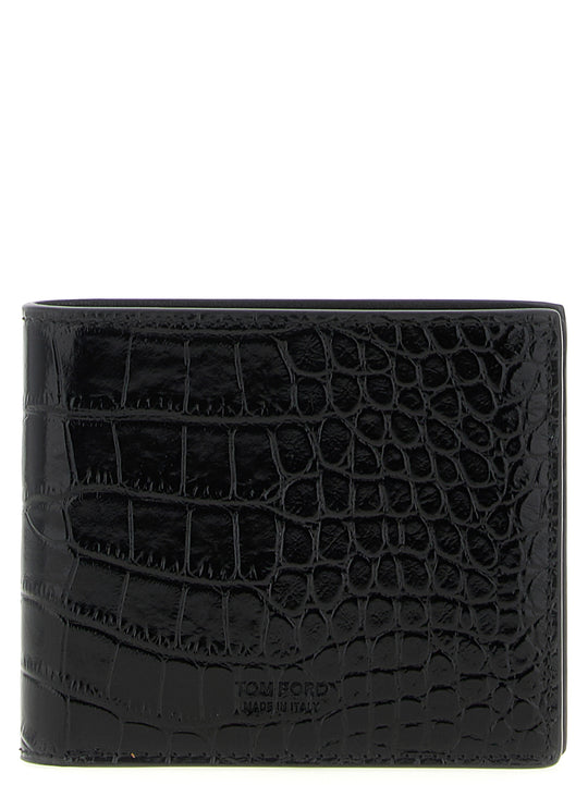 Crocodile Leather Wallet Wallets And Card Holders Black