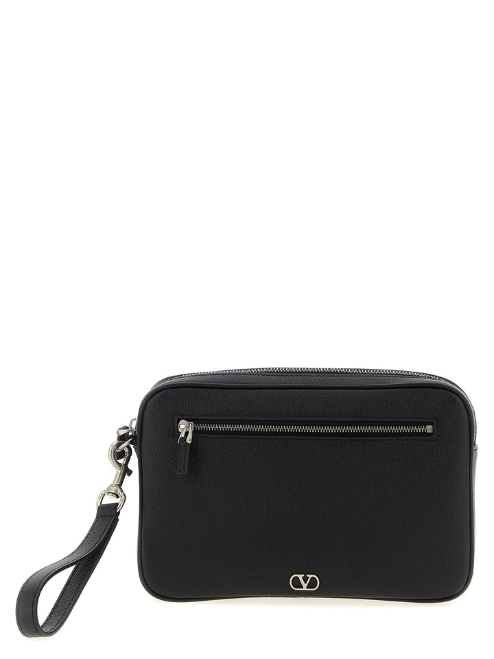 Valentino Garavani Valentino Garavani Vlogo Signature  Bag Clutch - Black | 372bc14a0b185e44db47208be659b96bdf8b89ef