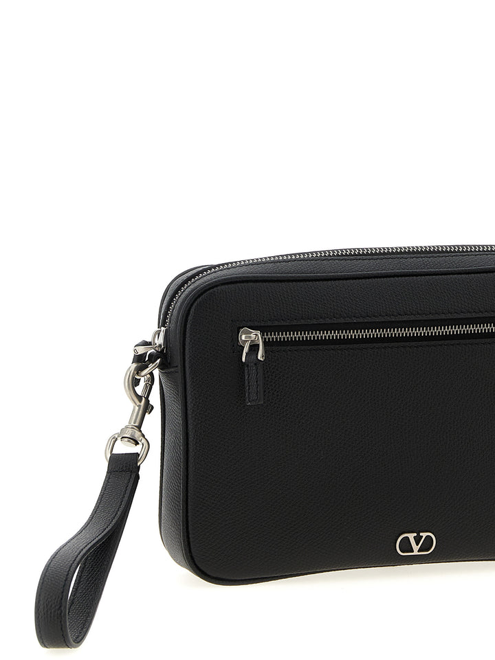 Valentino Garavani Valentino Garavani Vlogo Signature  Bag Clutch - Black | 55774c8ada1ec63d4dc3aac12ed5a8f0e93fa5e9