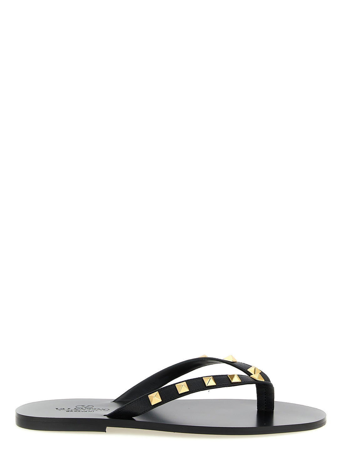 Valentino Garavani Thong Rockstud Sandals - Black | 2137182efbec4a48861b81260fc06302dd95dab2