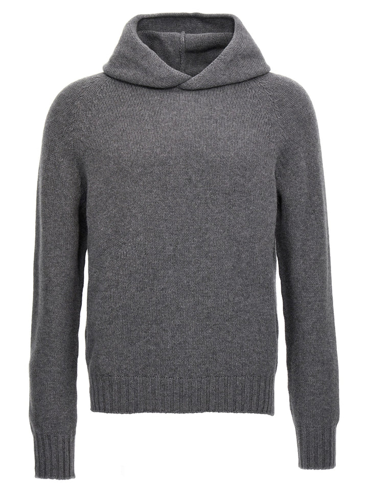 Wool Hooded Sweater Sweater, Cardigans Gray