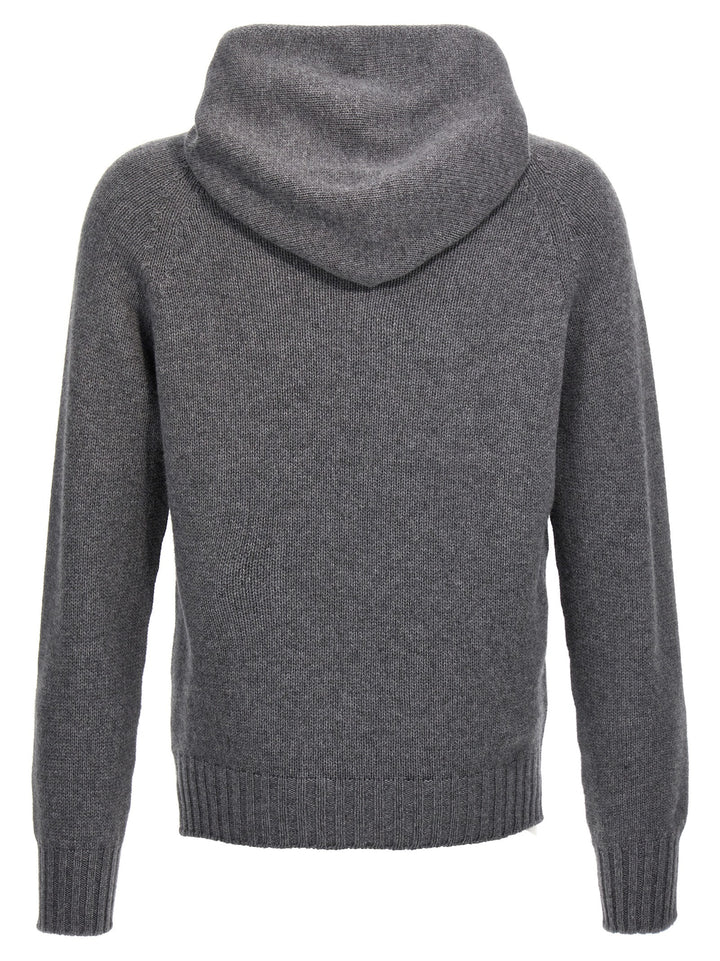 Wool Hooded Sweater Sweater, Cardigans Gray