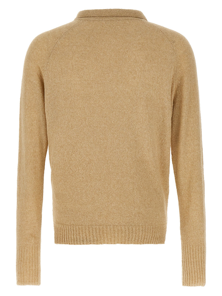 Ma'Ry'Ya Bouclé Cotton  Shirt Polo - Beige | 470b9bcda95f3a156fb0b3d22b78cf1b32ce34b6