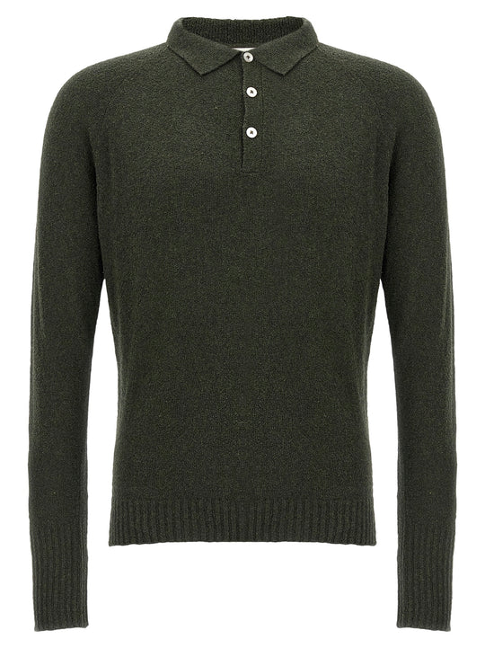 Bouclé Cotton Shirt Polo Green