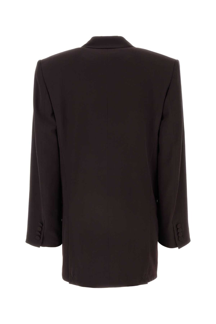 Silk Crepe Doble- Breasted Blazer Jackets Brown