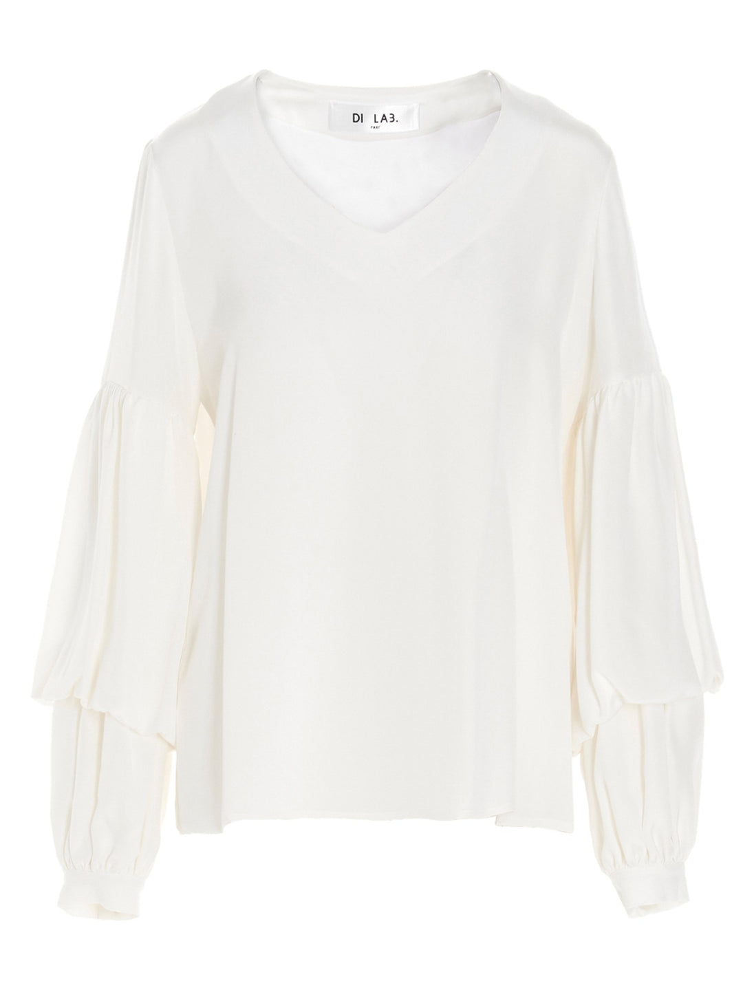 Puff-Sleeve Silk Shirt Shirt And Blouse White