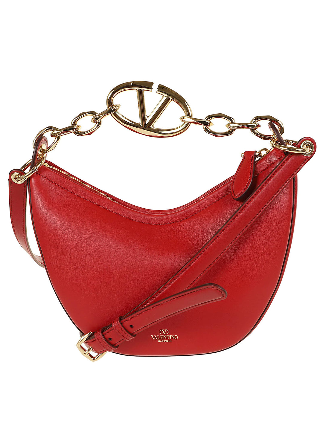 V Logo Moon Handbags Red