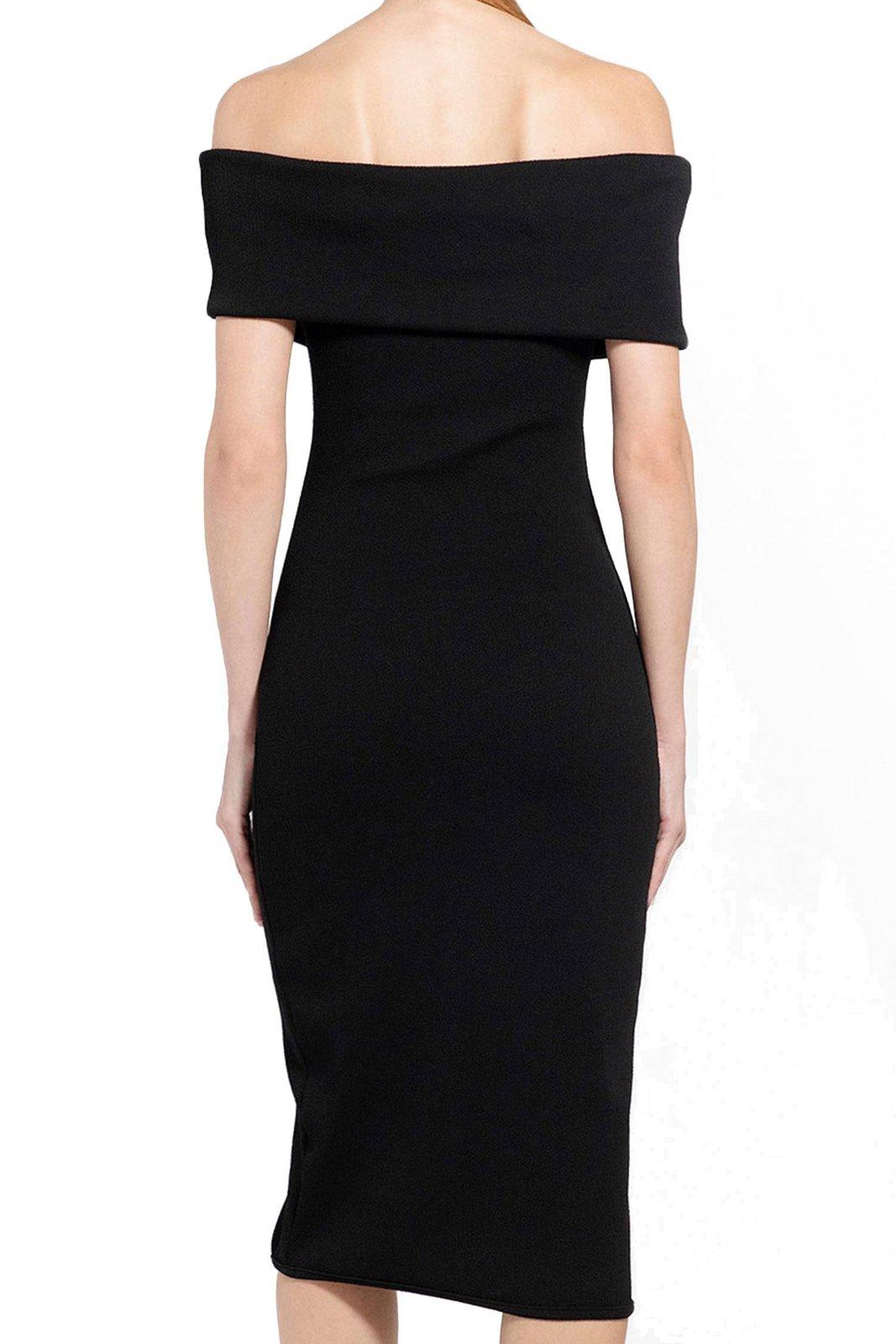 Off-The-Shoulder Midi Dress Dresses Black