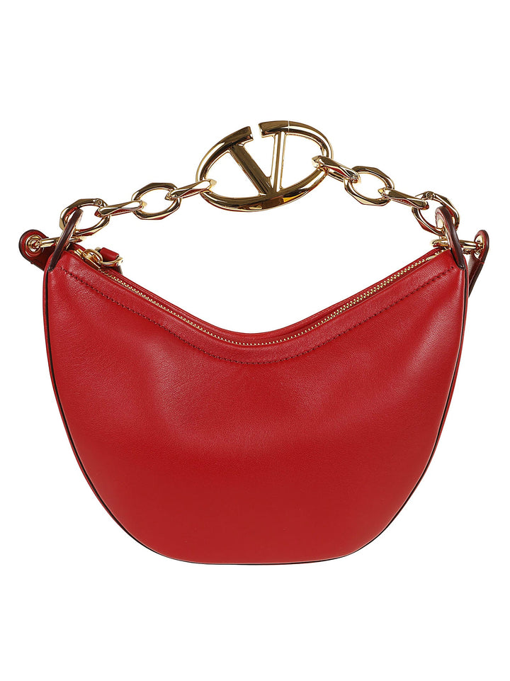 V Logo Moon Handbags Red