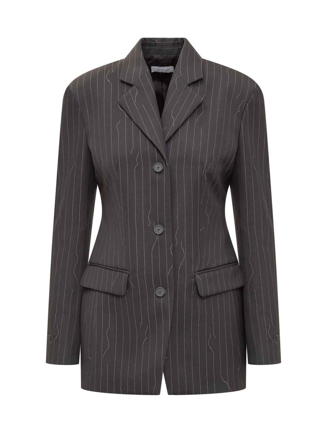 Pinstriped Blazer Jackets Grey