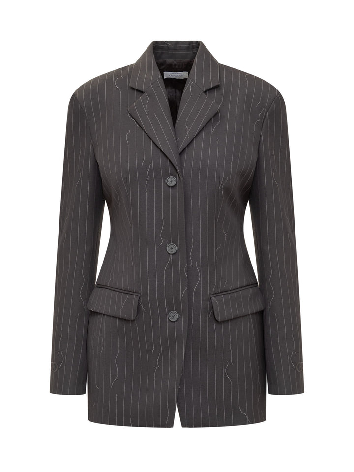 Pinstriped Blazer Jackets Grey
