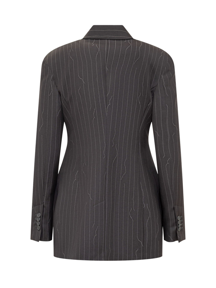 Pinstriped Blazer Jackets Grey