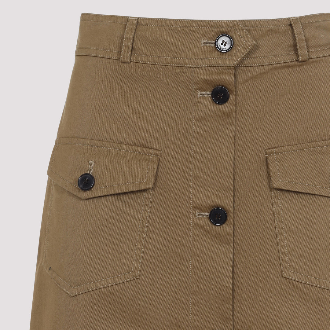 Cotton Midi Skirt Skirts Brown