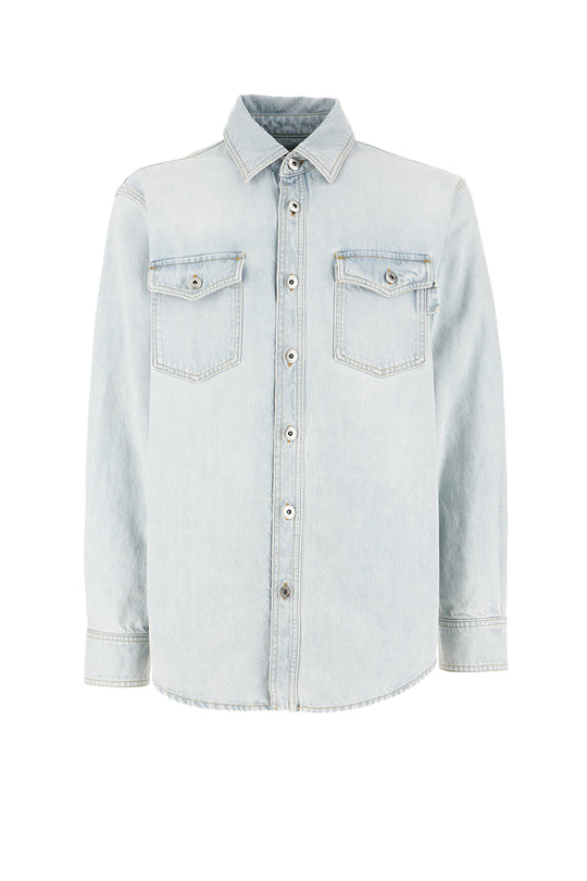 Extra Bleach Wash Denim Shirt Shirts Light Blue