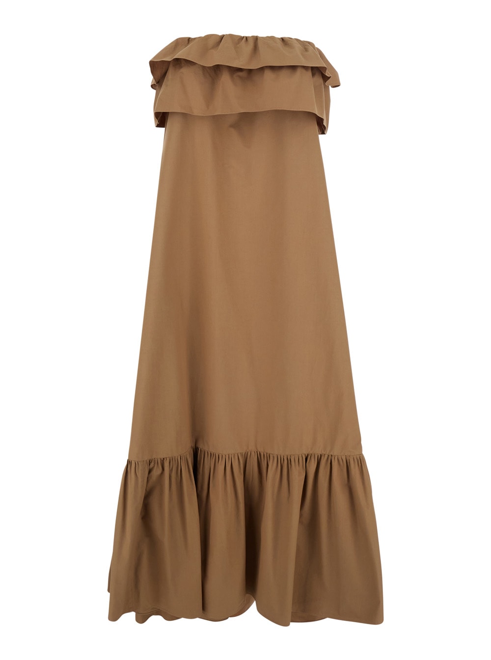 Flounced Bustier Maxi Dress Dresses Brown