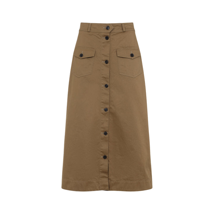 Cotton Midi Skirt Skirts Brown