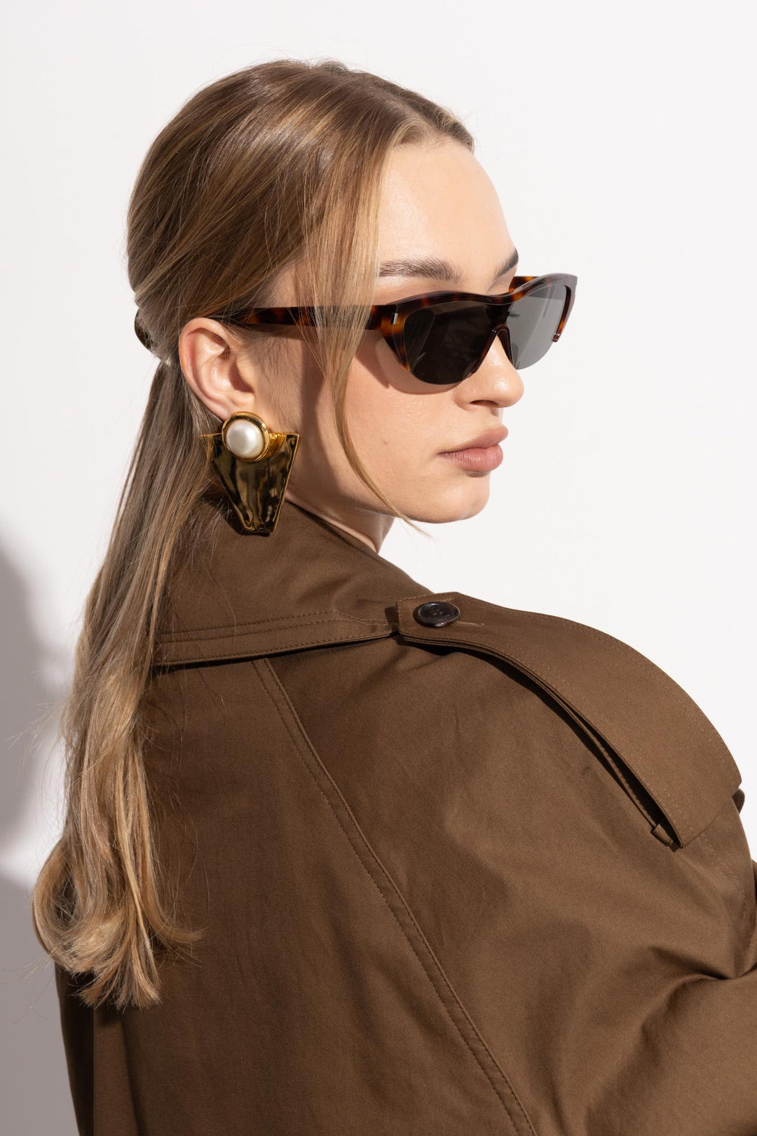 Half Frame Sun Glasses Brown